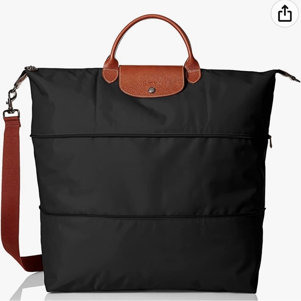Longchamp Le Pliage Expandable Travel Duffel Weekender, Black